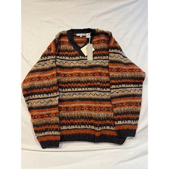 NWT VTG 90s JJ Farmer Compose Sweater Jumper 100% Wool Sz L Earthtones - Picture 1 of 7